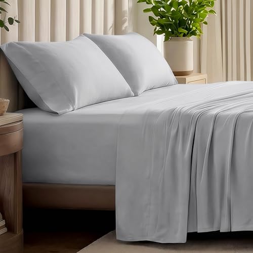 Bare Home 100% Organic Cotton Jersey Sheet Set (Twin, Light Grey)
