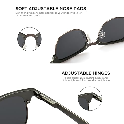 Image of SUNGAIT Polarized Sunglasses for Men and Women, Classic Half-Frame Retro Shades for Driving, Travel, and Outdoor Activities