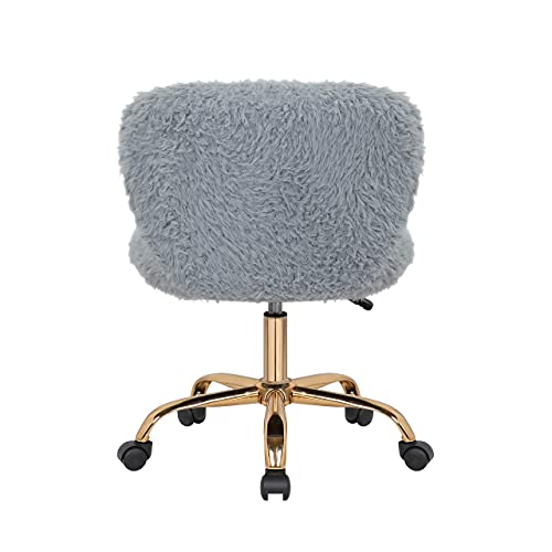 Porthos Home Itzel Armless Office Chair with Plush Fabric Upholstery, Instant Adjustable Height and Stylish Golden Legs with Roller Caster Wheels (Suitable for Home Studios and Small Offices)