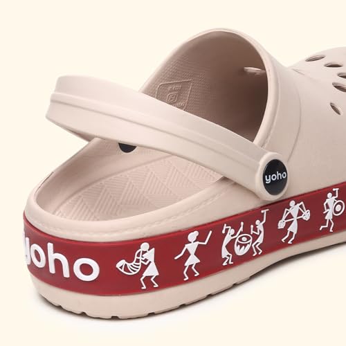 Image of YOHO Hacker Clogs for Women | Waterproof Monsoon Footwear & Rainy Shoes | Tribal Print with Backstrap | 003