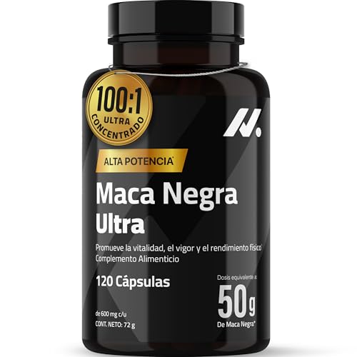 Maca Negra Ultra 50.000 mg (concentrado 100:1) - Vitalidad Masculina y Energía - con Extracto estandarizado, Zinc, B6 y Calcio - vegano, sin cafeína - 120 Cápsulas - Nyvos