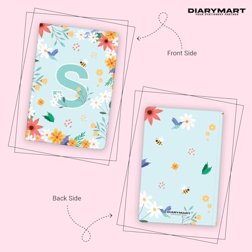 Image of Initial S Premium Soft Bound Notebook Diary for Girls and Women (B6, 90 GSM, 160 Ruled Pages) Floral Design Notebook Journal Diary