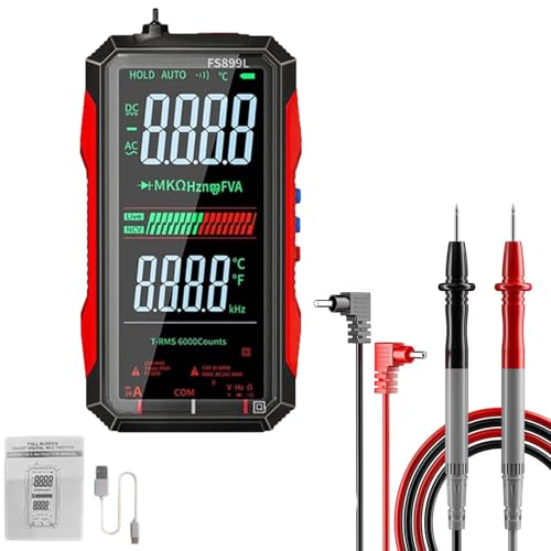 Digital Multimeter - USB Rechargeable, FS899L Large Color Screen & Backlight, Automatic Digital Display | Electrical Tester for Home & Industrial Electrical Issues (FS899L)