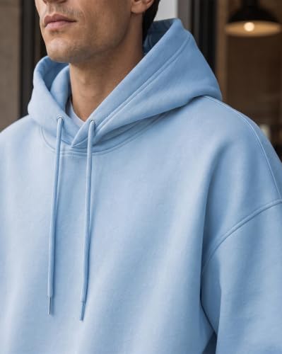 Image of NOBERO Oversized Solid Hooded Sweatshirt for Men | Oversized Hoodie for Men | Hooded Pullover | Cotton Rich Printed Hoodie 280 GSM Fleece