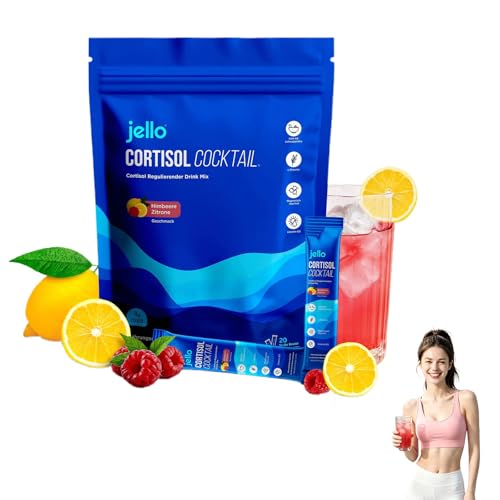 Jello Cortisol Cocktail Pulver, 20 Stück Supercalm Pulver für Cortisol Senken Abnehmen, Konzentration Steigern, Entspannt Bleiben & Stress Natürlich Reduzieren (1)