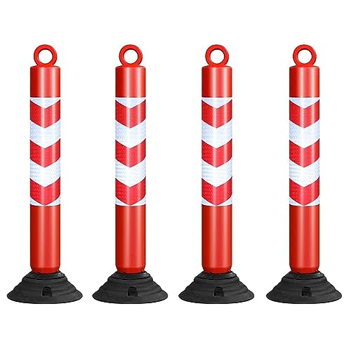Poteau de signalisation routière amovible - Balise de sécurité pour une gestion efficace du trafic, borne flexible avec base en caoutchouc noir durable, idéale pour les garages, les parkings