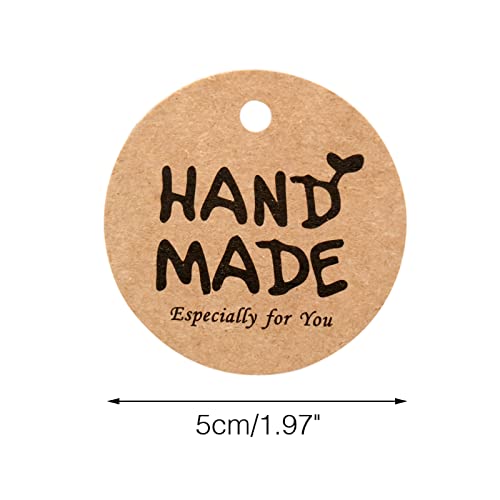 2" Hand Made Kraft Paper Gift Tags, Original Design 100 Round Tags With 66 Feet Natural Jute Twine Perfect For Diy & Crafts, Wedding Party Favor (Brown) #TOP1