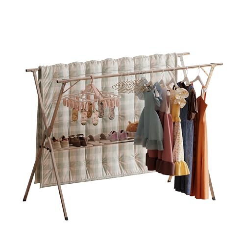 SinnyFlour 79' Clothes Drying Racks Outdoor with Hooks, Heavy Duty Clothes Drying Rack with Bottom...