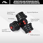 Hantelset Premium 2in1 - Kurzhanteln + Langhanteln verstellbar 20, 30 oder 40 kg - Hanteln Set Dumbbell mit Verbindungsstahlrohr und Gewichten – Bild 4