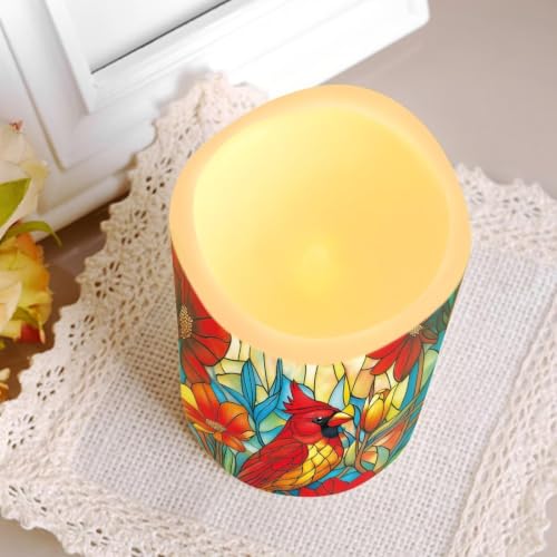 Image of Christmas Flameless Battery Operated Lamp with Remote Control | LED Flickering, Battery Operated, Color Changing Electric Pillar Candles for Living Room, Xmas Decoration, 4 Pack
