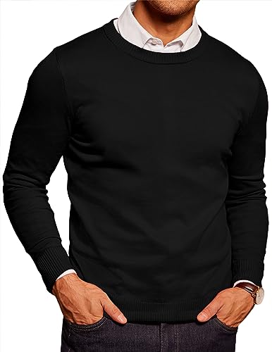 Pull à col rond pour homme en maille fine et tricot uni premium