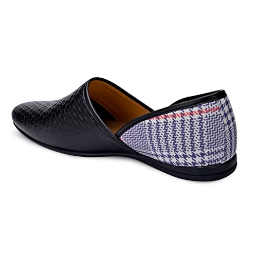 Image of San Frissco Men's Embroidered Mojaris Casual Slip-On Shoes | Soft Cushioned Footbed Insole with TPR Sole | Stylish Lightweight Jutti Perfect for Party Weddings Festive Season