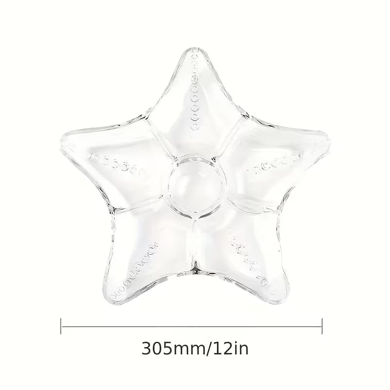 Image of PrimeWorld Star-Shaped Glass Serving Platter Set - 2 Pc | Multi-Compartment Snack & Candy Tray for Living Room Coffee Table | Ideal for Nuts, Fruits, Dry Snacks, Appetizers & Desserts