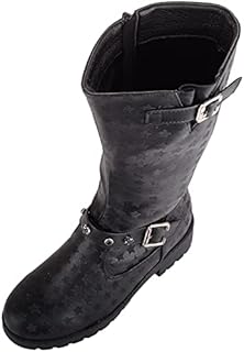 Childrens Kids Girls Knee Length Lightweight Buckle Boots with Star Design