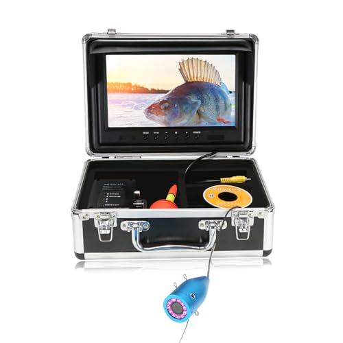 Image of Underwater Fishing Camera, 9 inch HD Portable Fish Finder with 1000TVL Camera, IR Night Vision, IP68 Waterproof, 50ft Cable for Lake Boat Sea Ice Fishing