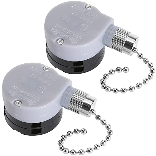Ze-208D Deckenventilator Schalter 3 Geschwindigkeiten 5-8 Draht, Deckenventilator Ersatzteile Lüftergeräte Zubehör Geschwindigkeitskontrolle Zugkettenschalter (Nickel) 2 Stück Cover