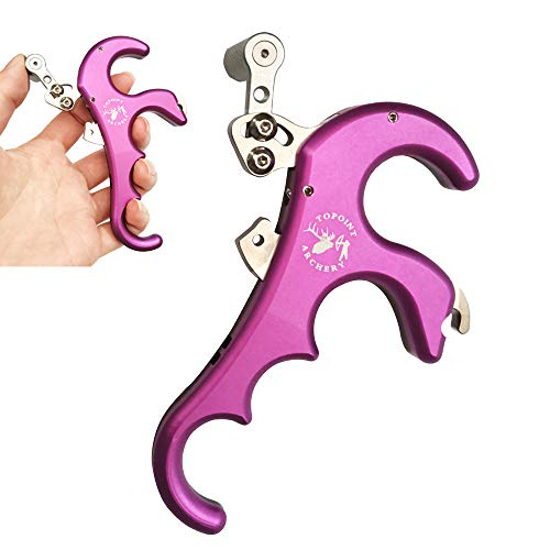 ZSHJG Compoundbogen Release Aid 4 Finger Metall Sehnenspannhilfe Daumenrelease für Bogenschießen Zubehör (Violett) Cover