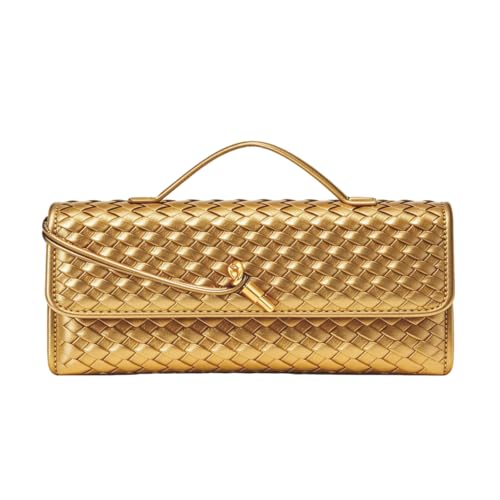 Image of JYG Woven Handbag for Women Fashion Evening Shoulder Bag PU Leather Handmade Clutch Purse Casual Crossbody Bags
