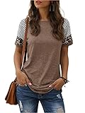 Adibosy Women Short Sleeve Shirts: Leopard Summer Casual Tee Tshirt - Womens Crew Neck Tunic Tops Bl