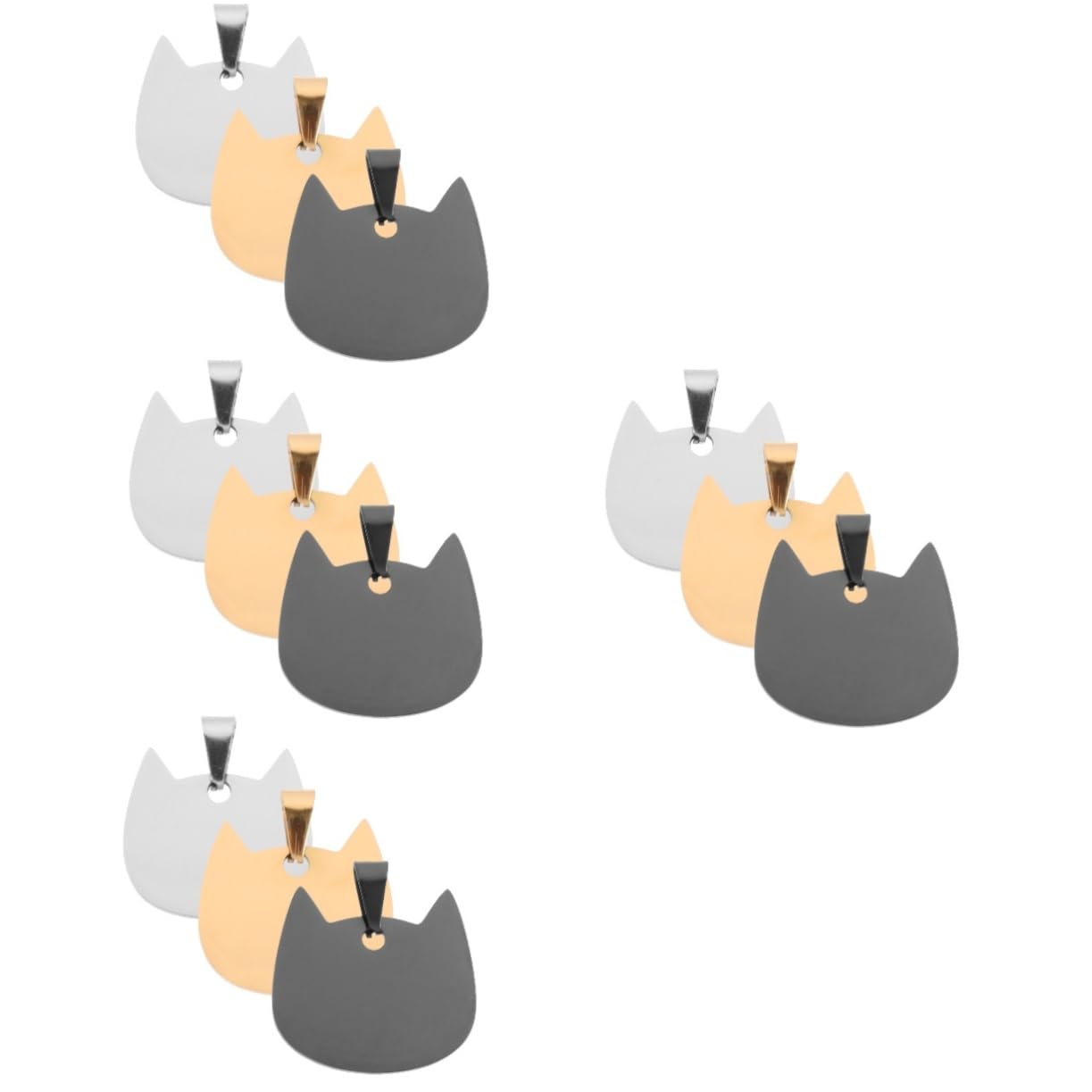 Abaodam 4sets Stainless Steel Pet Id Tags Engraved Dog Cat Shape Tags Lightweight Smooth Surface for Dog Collars and Pet Accessories 3pcs*4