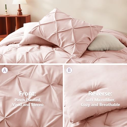 image for CozyLux Pink King Size Comforter Set 7 Pieces Bed in a Bag Teen Girls 