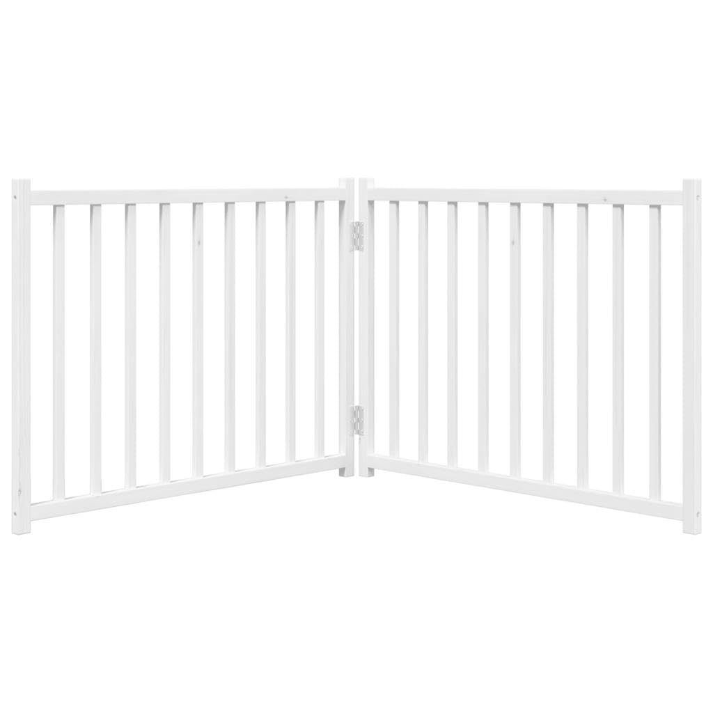 2-TLG. faltbares Hundetor aus massivem Tannenholz, Weiß, 160 cm, ohne Bohren montierbar, platzsparend zusammenfaltbar für Wohnzimmer, Küche und Treppe