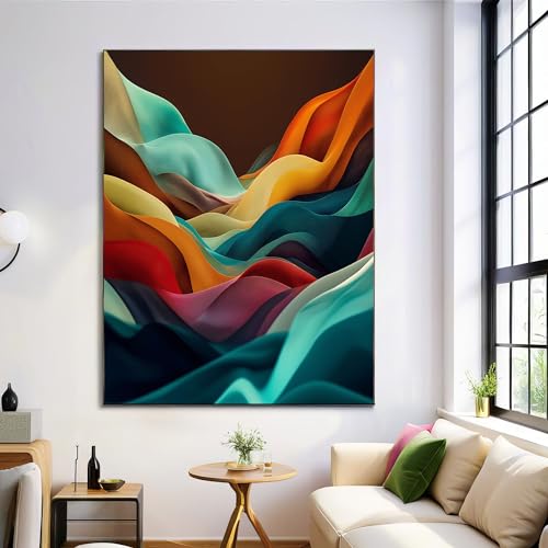 Póster pintura abstracto de ondas vistosas con impresión de alta fidelidad en 50x70cm