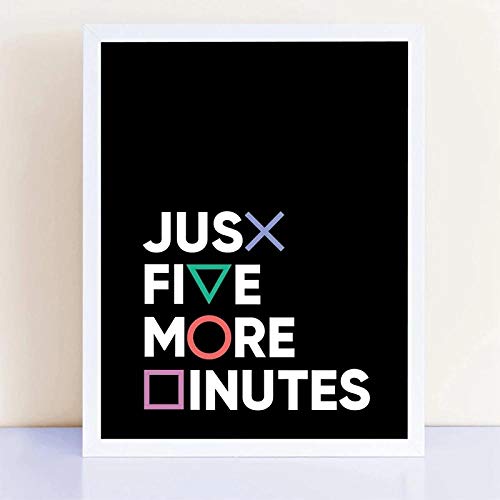 XuFan Wall Art Prints Play station Just Five More Minutes Canvas Painting Controller Boys Room Decor 40x60cm No Frame