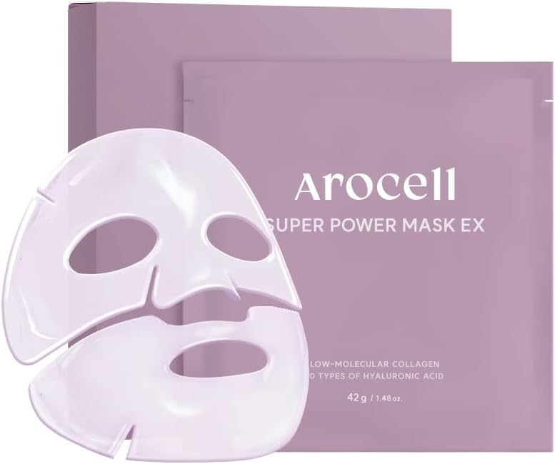 [AROCELL] Super Power Mask EX - Hydrating Collagen overnight face mask - Enhanced Hydration for Deep Nourishment, Skin Restoration, Intense Moisture & Radiant Glow, 42g x 4EA