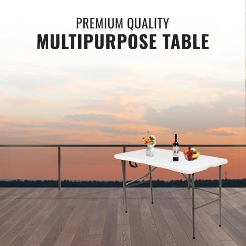 ACCURATE 4Ft Heavy Duty Folding Table, Premium Quality Camping Table for Outdoor & Indoor Use for BBQ| Picnic| Garden| Office Party| Camping Activity-WHITE (120X61X74cm) (4FT) - Image 7