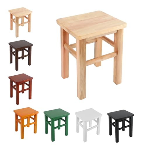 Banco de entrada de granja, taburete estrecho de madera maciza para uso en interiores, reposapiés corto para pasillo, sala de estar, comedor, dormitorio (natural, 30 cm)