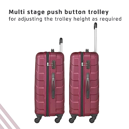 Image of Safari Ray 77 Cms Large Check-in Polycarbonate Hardsided 4 Spinner Wheels Luggage /Suitcase /Trolley Bag (Wine Red)