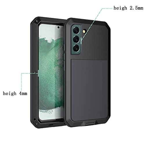 Galaxy S22 Case,Marrkey Full Body Protective Cover Heavy Duty Shockproof [Tough Armour] Aluminum Alloy Metal Case with Silicone Built-in Screen Protector for Samsung Galaxy S22 6.1\" - Black - Thumbnail 2
