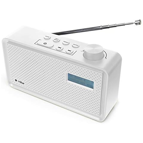 DAB/DAB Digital+ & FM Radio, Portable Mains and Battery Powered DAB Radios Rechargeable Digital Radio with USB Charging - White Cover