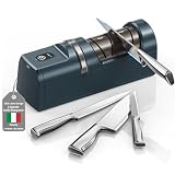Affilacoltelli elettrico, Sistema di affilatura coltelli 5 in 1 con 3 velocità, affilacoltelli professionale ricaricabile con diamante per affilatura grossolana e fine (Verde)
