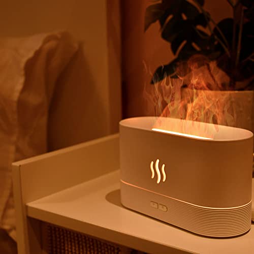 FEELIGHT 加湿器 兼 アロマディフューザー ファイヤー加湿器 アロマバーナー 卓上 超音波式 ミスト量調整 炎ランプ 空気清浄 空焚き防止 乾燥対策 間接照明 おしゃれ 可愛い オフィス 家庭 部屋