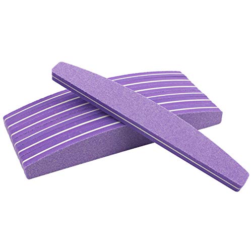 25Pcs Colorido Esponja De Uñas Archivo De Lijado 100/180 Nail Art Manicure Buffer Foam Emery Board Moon-Púrpura