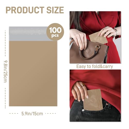 Image of Sanitary Napkin Disposal Bags FARVIGOR, 100Pcs Women Feminine Hygiene Disposal Bags for Tampons and Pads, Personal Disposal Bag Self-Sealing, Privacy Protection, 9.8x5.9 inch(Khaki)