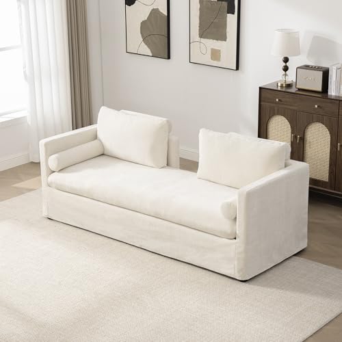 83" Soft Chenille Exquisite Deep-Seat Couch, Fashionable Straight-Row Sofa with