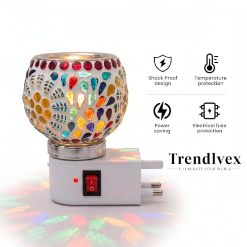 Image of RUPIKA | Electric Ceramic Aroma Diffuser Kapoor Dani | Camphor Diffuser Incense Burner Holder Kapoor Dani with Night Lamp for Home, Office (FULPATTI)