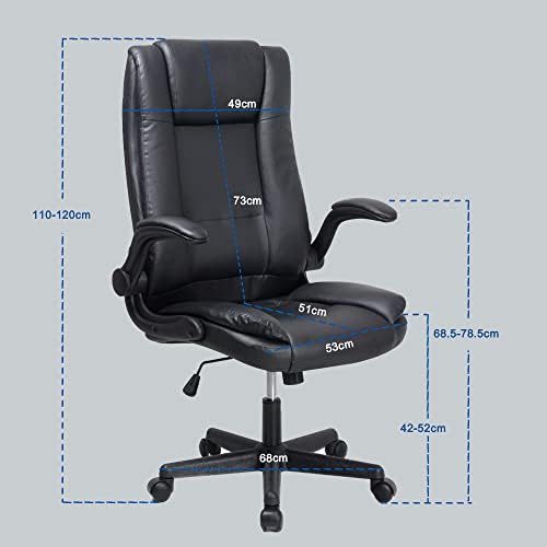 Play haha.Boss chair office chair computer chair swivel chair ergonomic leather chair comfortable and soft adjustable armrests (Black)