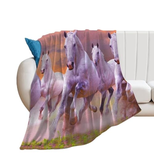 Couverture polaire cheval blanc de haute qualité pour lit de chambre