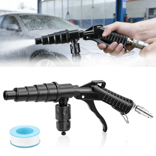 Linkstyle Coolant System Flush Gun: Lever Action Heater Core Backflush Tool, Radiator Cooling System Flusher, Air & Water Flush Kit with Nozzles for 19–40mm Hoses