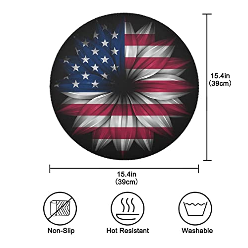 Alaza American Flag Independence Day 4Th Of July Round Placemats For Dining Table Placemat Set Of 4 Table Settings Table Mats For Home Kitchen Holiday Decoration #TOP2