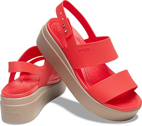 Image of Crocs Women's Brooklyn Low Wedge W Flame /Mushroom Fashion Sandals-2 Kids UK (206453-6SQ)