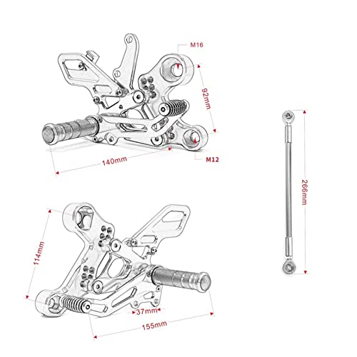 Commandes Reculées MT09 Anti-Glisse Réglables pour Résoudre le Manque de Grip