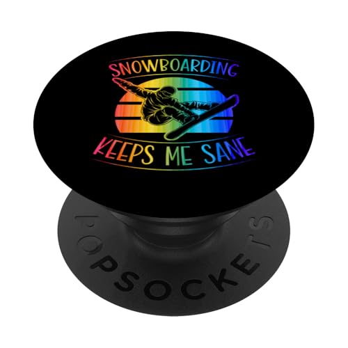 Snowboarding Keeps Me Sane Retro Vintage Style Snowboarder PopSockets Adhesive
