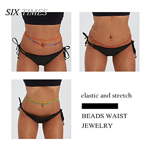 Bodiy African Waist Beaded Jewelry Set African Colorful Belly Chains Bikini Stretch Beads Body Chain Acessories For Women And Girls (D) #TOP4