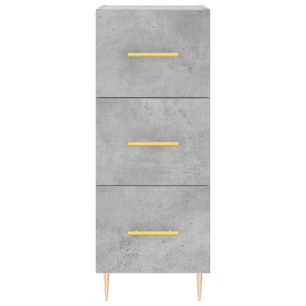 Générique Bufet wysoki szary betonowy 34,5 x 34 x 180 cm, szafka do przechowywania z drewna inżynieryjnego z metalowymi drzwiami i nogami, duża przestrzeń do przechowywania do organizacji codziennych