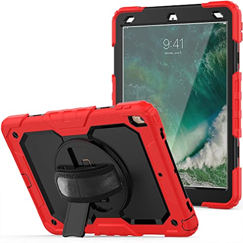 Case for iPad pro 10.5 2017/iPad air 3 10.5 2019 with 360 degree rotatable Folding stand,Trendy Shockproof case with Wrist Strap and Shoulder Strap